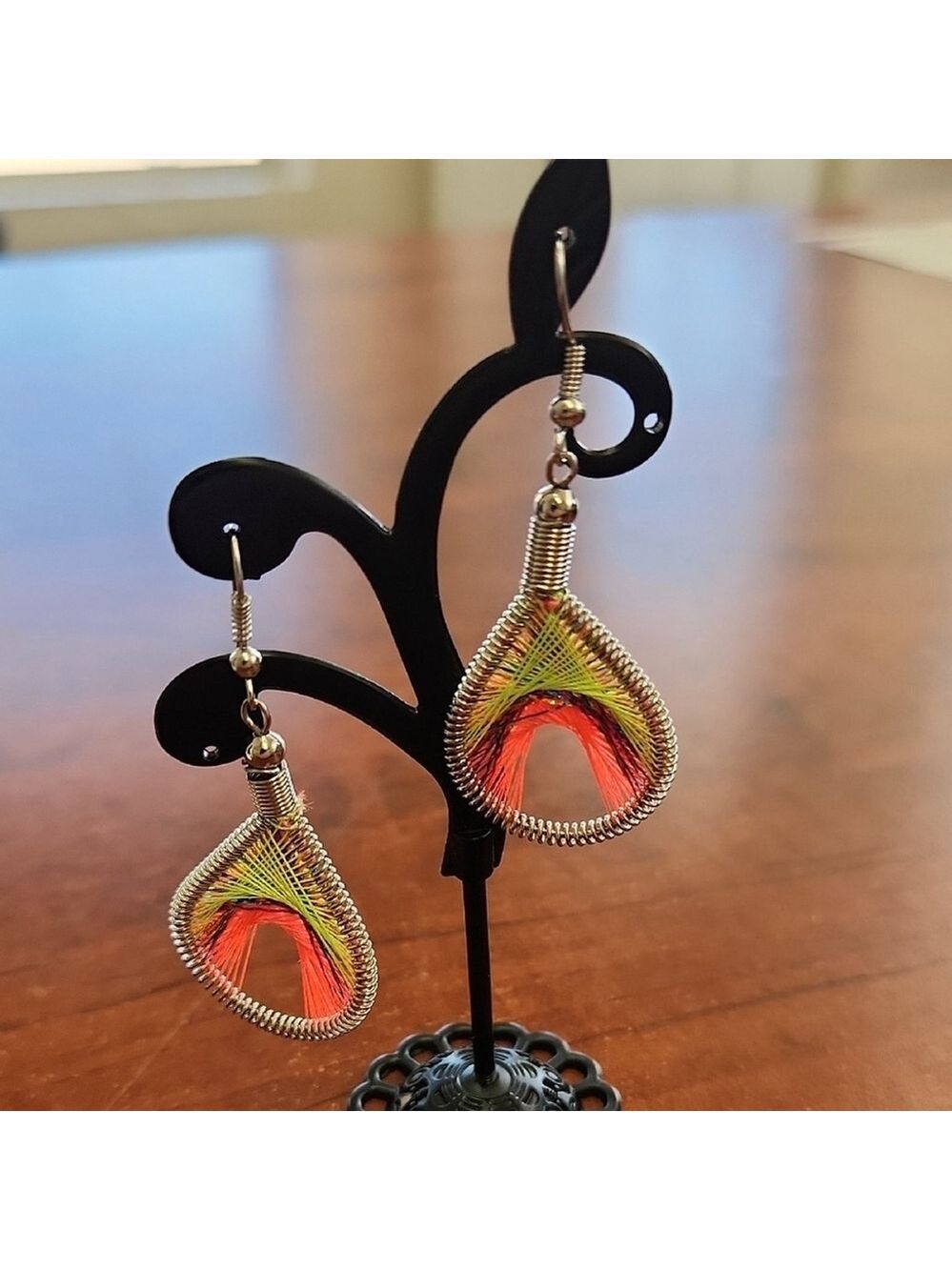Spirit Of Nature colorful Woven Thread Teardrop statement Earrings